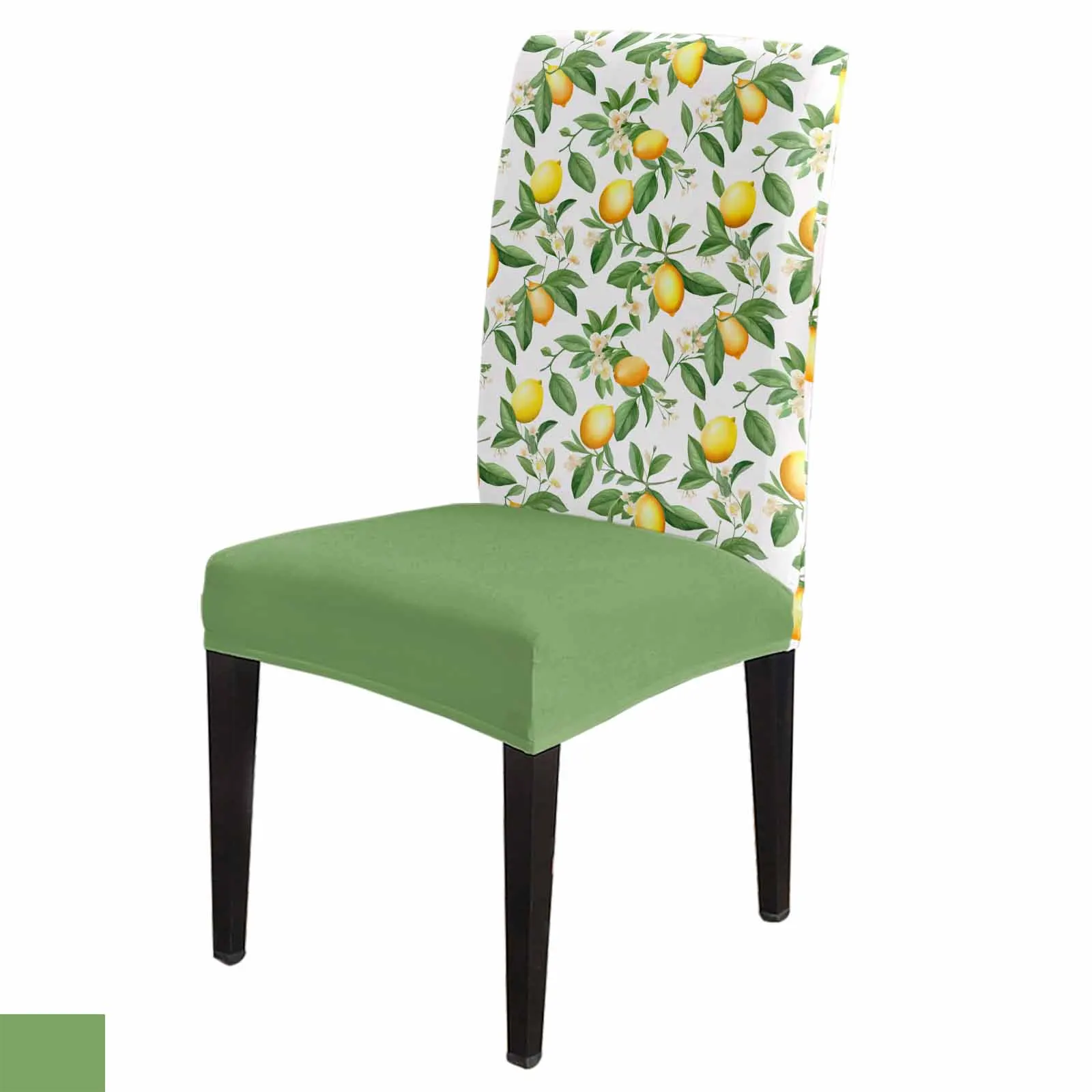 Lemon Leaves Flowers Chair Cover for Dining Room Spandex Stretch Seat Cover for Wedding Banquet Party Seat Case