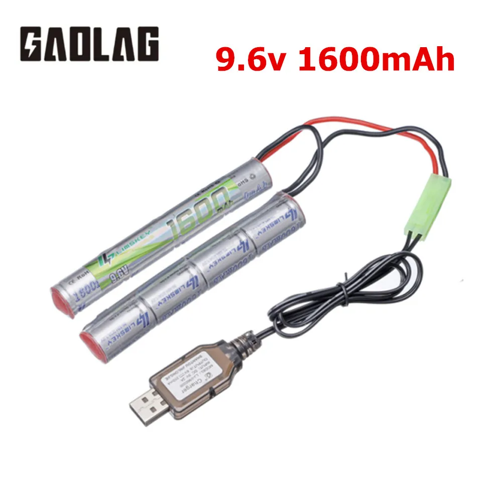 8S 2/3A 9.6v 1600mAh Butterfly NunChuck NIMH Battery Pack and Charger for Airsoft Guns ICS CA TM SRC JG