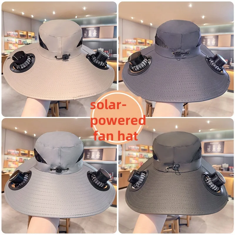 

Solar powered sunshade hat, summer hiking and fishing hat, UV resistant charging fan hat, fisherman hat