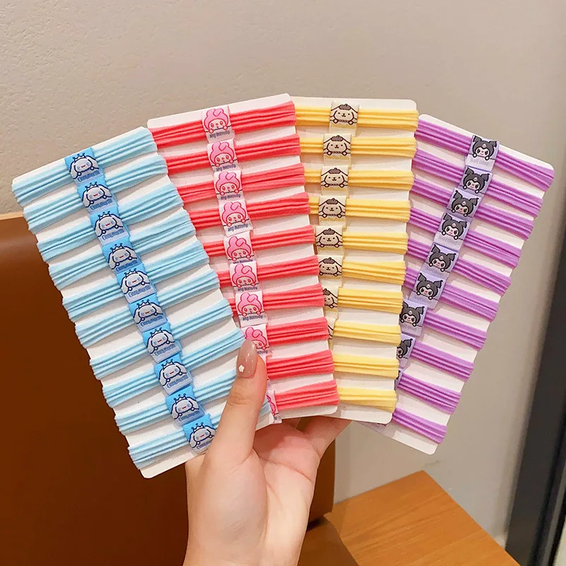 

10Pcs Sanrio Cinnamoroll Towel Ring Cartoon Hair Band Colorful Highly Elastic Children's Hair Accessory Girls' Gift