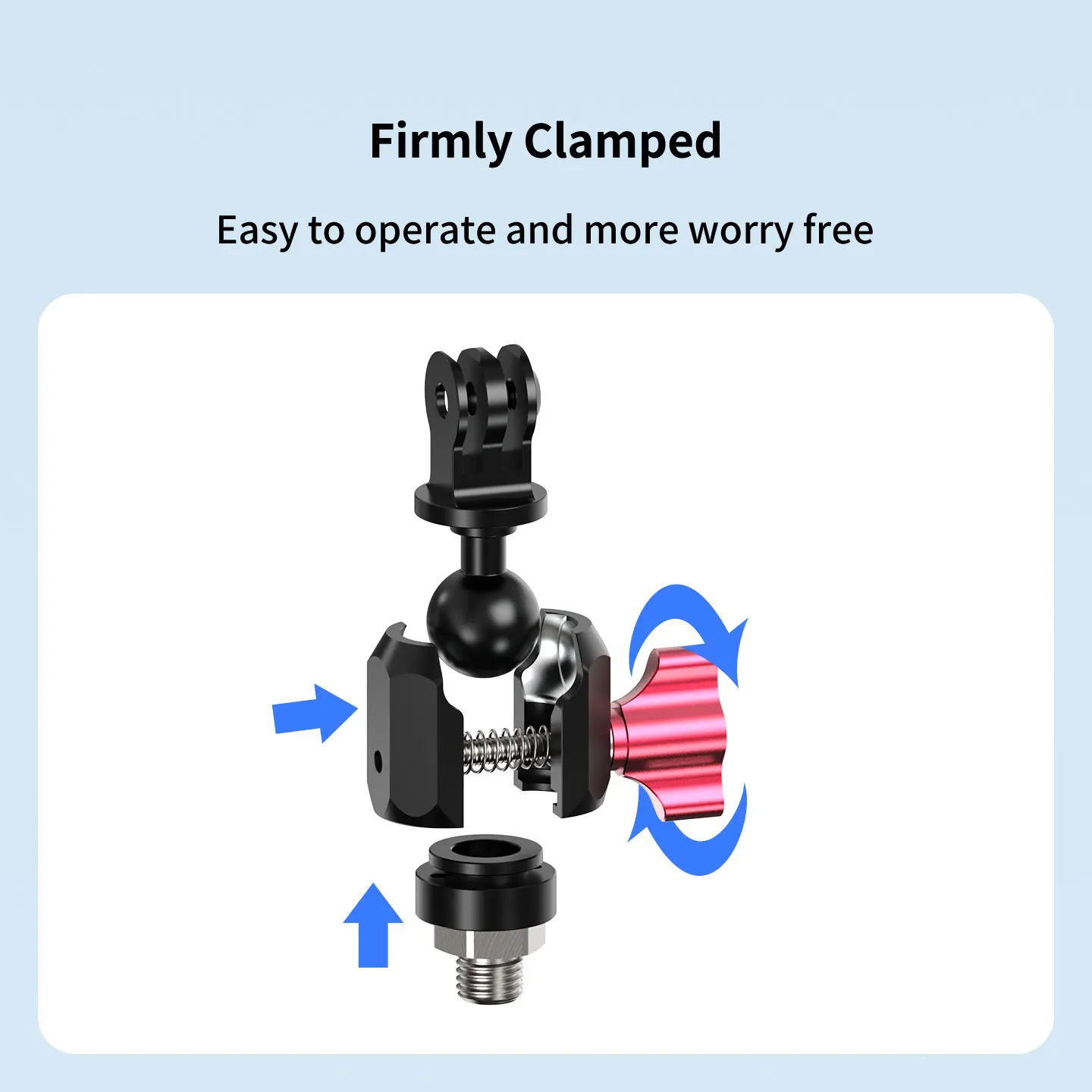 Aluminium-Action-Kamera-Halterung 2kg Traglast 3-Punkt-Adapter 17mm Kugelkopfklemme für GoPro Insta360 DJI OSMO Motorrad Fahrrad Stativ – Detail 10