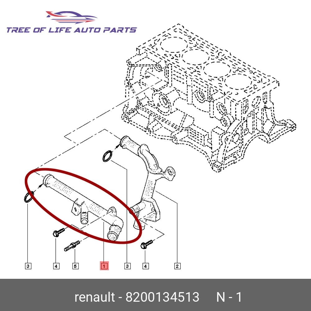 Tubo del liquido di raffreddamento dell'acqua del motore per Renault Clio II Box Grand Scenic II Laguna Modus 1.4 1.6 16V 8200134513 7700101229 82 00 134 513