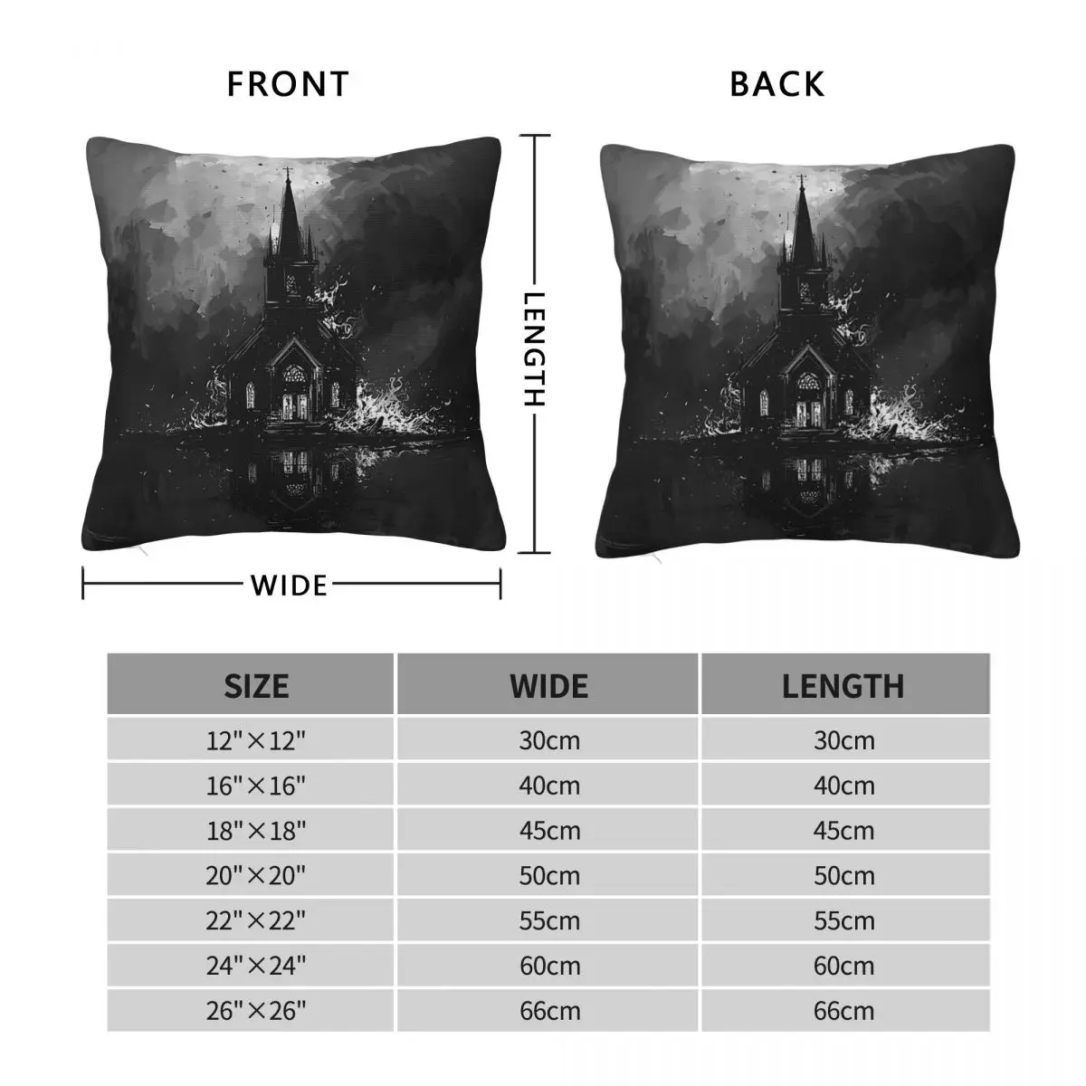 Black Metal Church Burn Pillowcase Polyester Linen Velvet Creative Zip Decorative Bed Cushion Cover 45x45