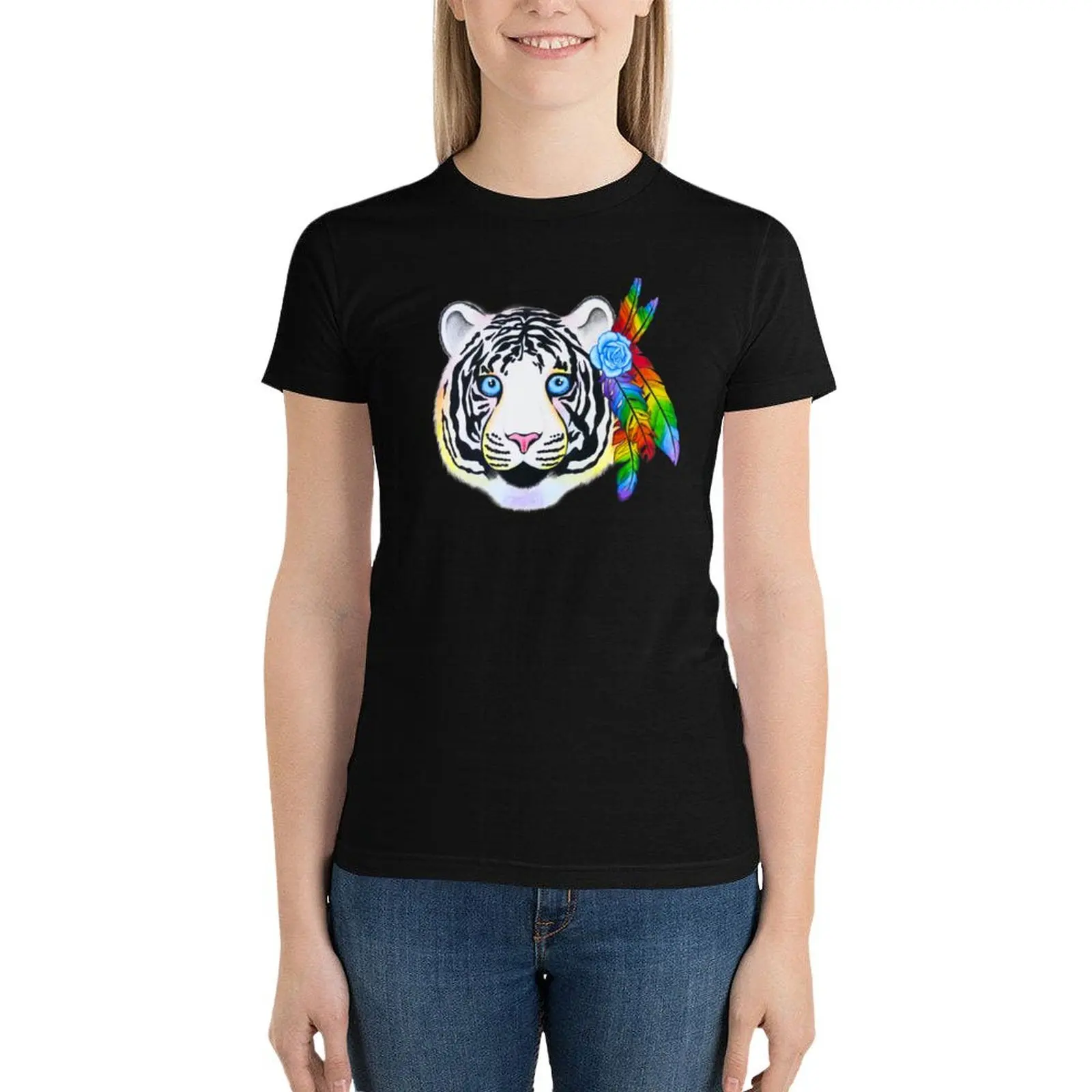 

Rainbow Tiger T-Shirt hippie clothes female Female clothing oversized t shirts for Women