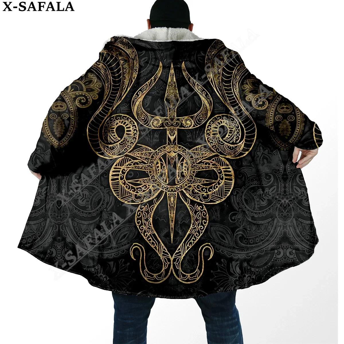 

Thick Warm Hooded Cloak for Men Tattoo Symbol Viking Armor Overcoat Coat 3D Print Windproof Fleece Cape Robe Hooded Blanket-7