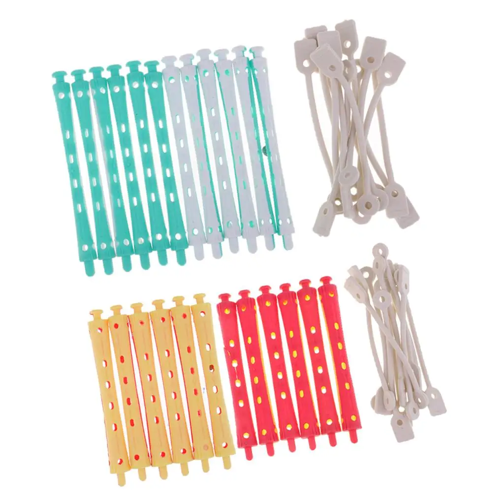 헤어 컬러 파마 막대 미용 롤러, 플라스틱 원형, 키트 당 24 개