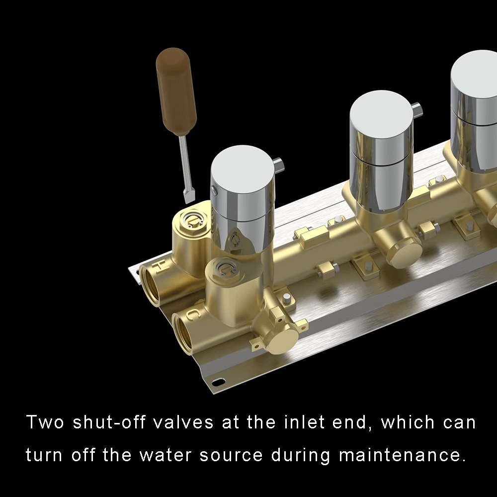 Термостатический скрытый 6-ходовой смеситель для душа с большим расходом, настенный смеситель для душа, быстро открывающиеся латунные клапаны LT1027