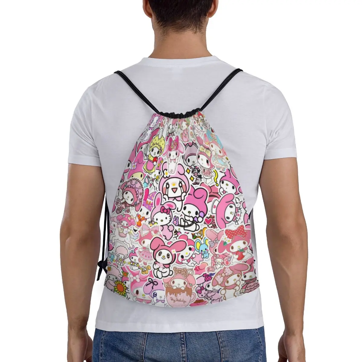 My Melody Drawstring Back Pack Bag Travel Storage Package Teenagers Beach Tote Bag School Sport Shoe Bag Portable