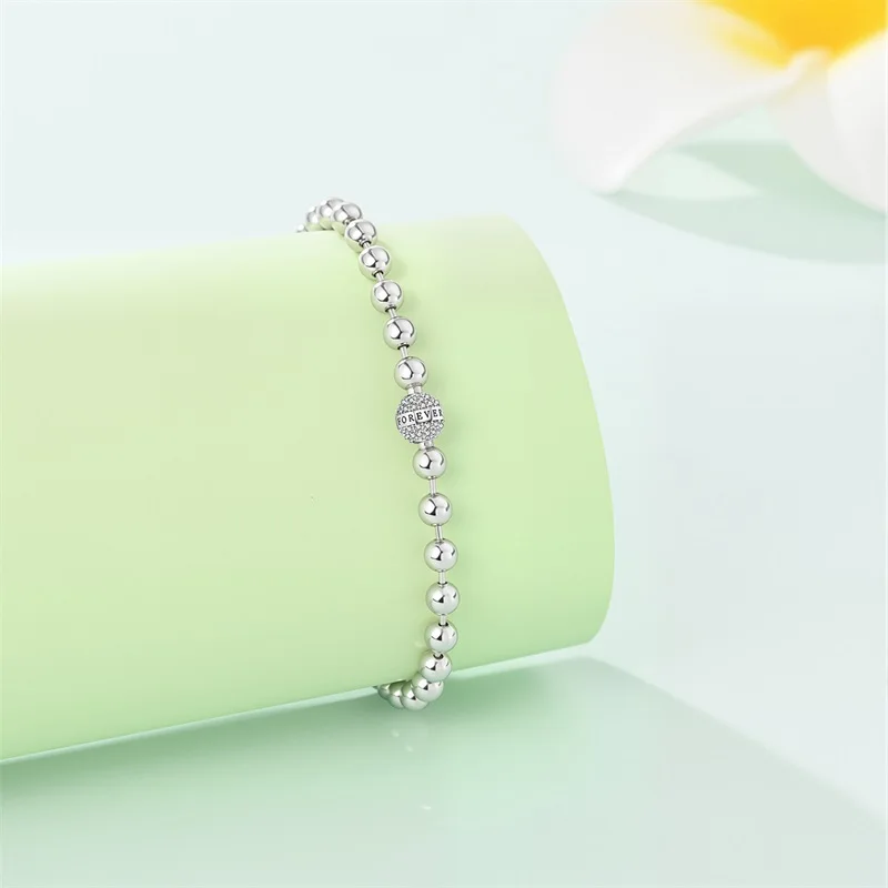 الأصلي 17-20 سنتيمتر 925 فضة كلاسيكي الحب للأبد حبة سوار للنساء غرامة الذكرى مجوهرات #2