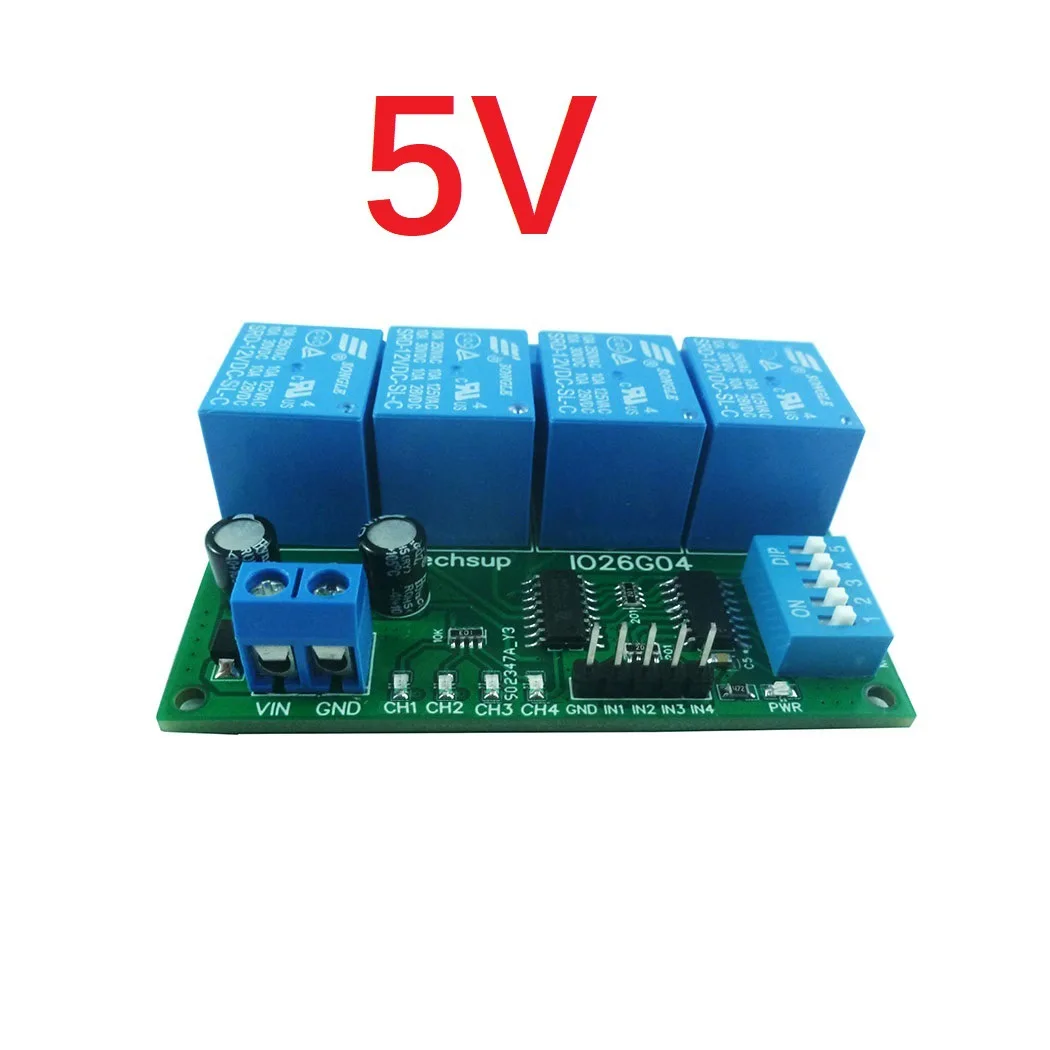 DC 5V 12V 24V 4 Channel Delay Relay Module DIP Relay Switch Flip-Flop Latch Bistable Self-locking Interlock Power Conditioner