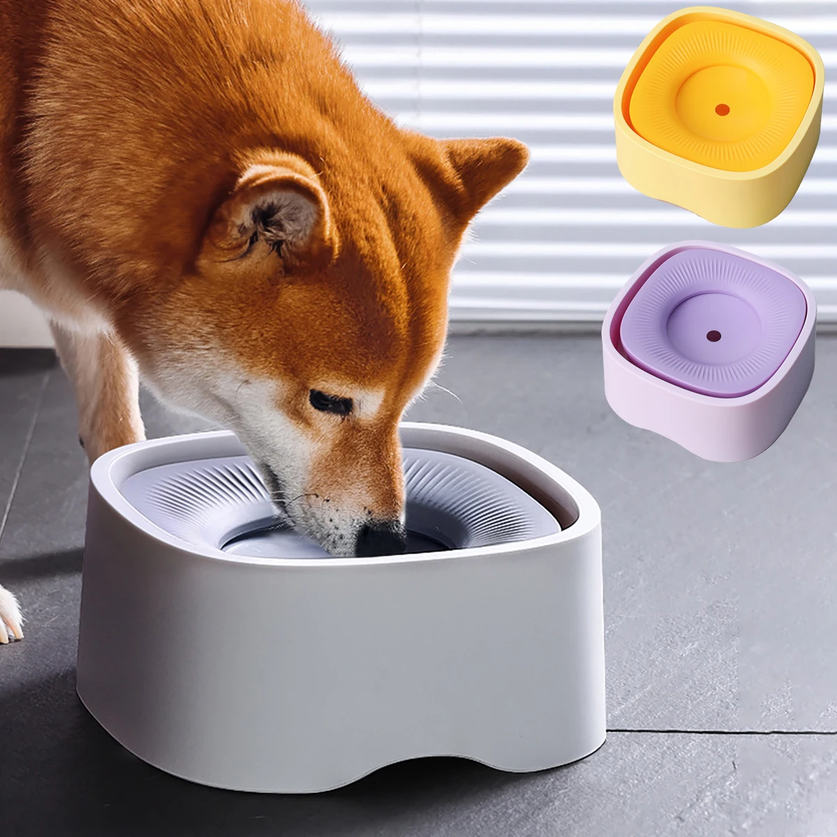 Dog Drinking Water Bowl Floating Non-Wetting Mouth Cat Bowl Without Spill Drinking Water Dispenser PP Plastic Anti-Over Dog Bowl