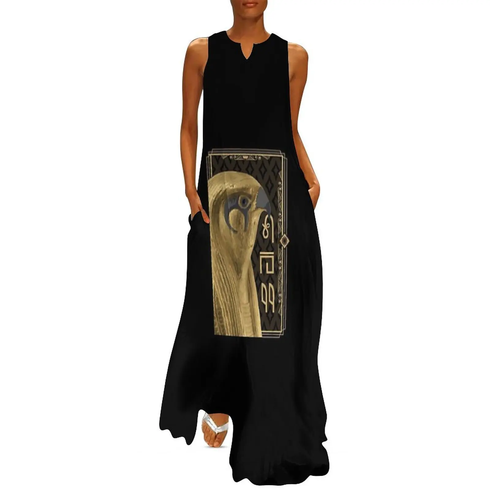 

Golden Egyptian Horus Plus Long Dress birthday dresses for women chic and elegant woman dress dress women elegant luxury