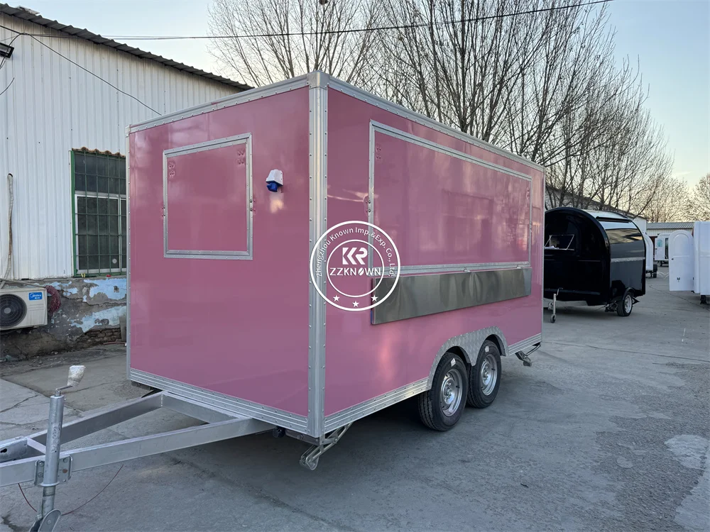 Fast Food Truck Mobile Kitchen Trailer Bubble Tea Kiosk Catering Trailer Fully Equipped Hot Dog Ice Cream Cart Food Trailer