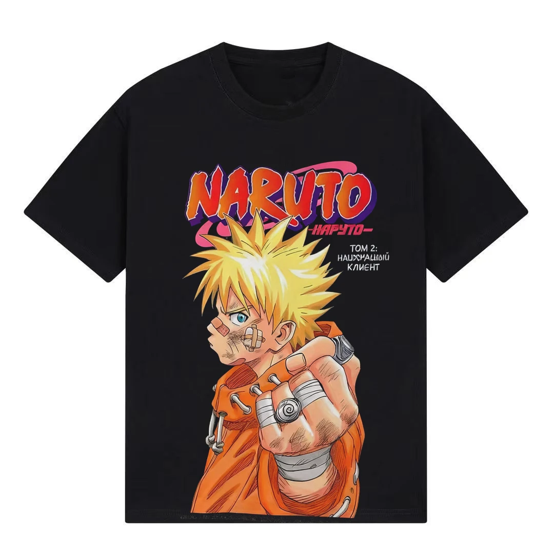

Naruto Manga Retro Cover Naruto Print Japanese Pure Cotton Short Sleeves Loose Top Graphic Short Sleeve Shirt Unisex