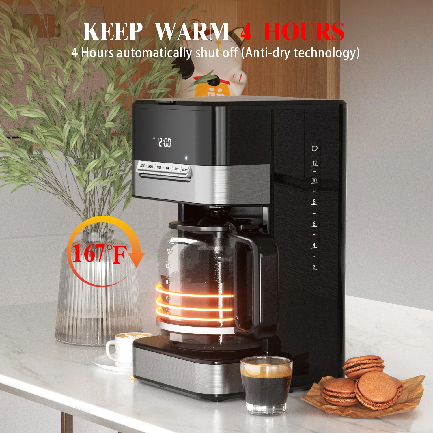 product retail and wholesale new designed 1000w intelligent instant drip regularly 12cups new coffee makers machines