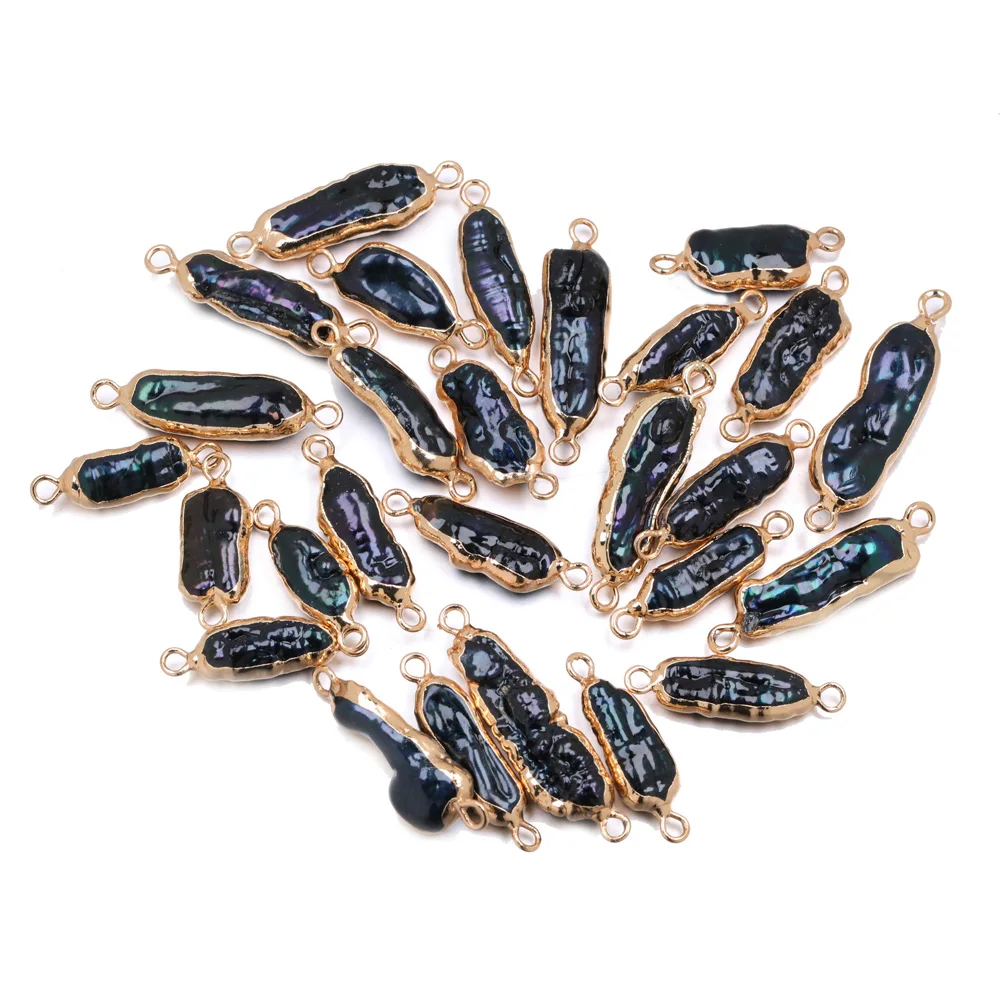 7x30mm Irregular Natural Freshwater Pearl Connector Pendants Double Hole for DIY Handmade Jewelry Making Accessories