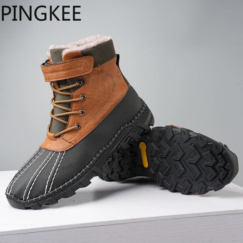 PINGKEE VENOCON Winter Barefoot Leather Woman Casual Wide Toebox Nose Shoes Men Women Snow Boots Sneakers With Fur Footwear Man