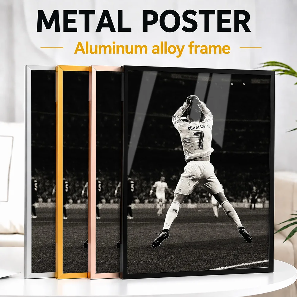 Cristiano Ronaldo Back View Celebration Framed Metal Print Personalized Victory Tribute Wall Art Ideal For Gym Or Athlete Gift