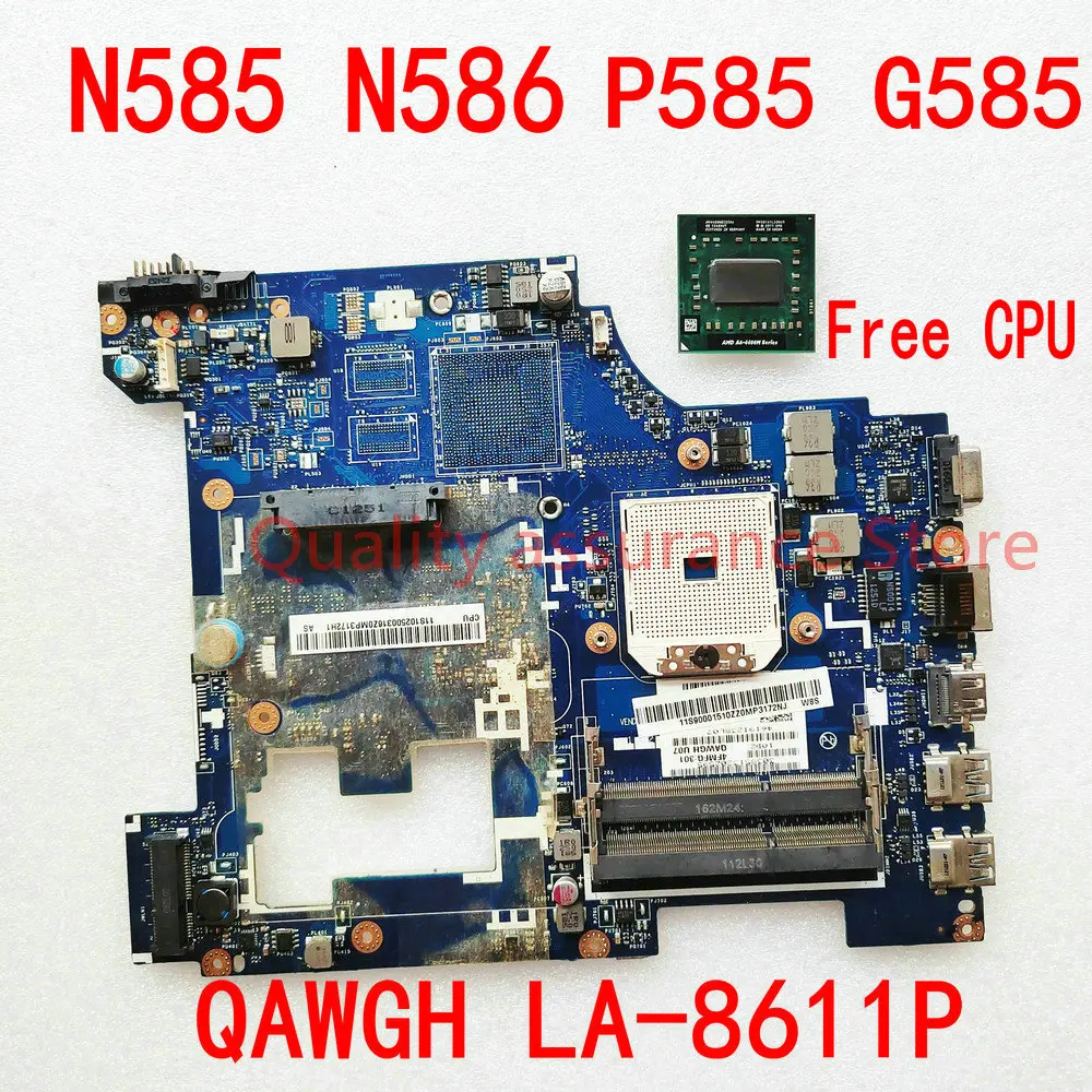 QAWGH LA-8611P For Lenovo P585 G585 N586 Notebook N585 Laptop Motherboard LA-8611P Mainboard DDR3 100% tested
