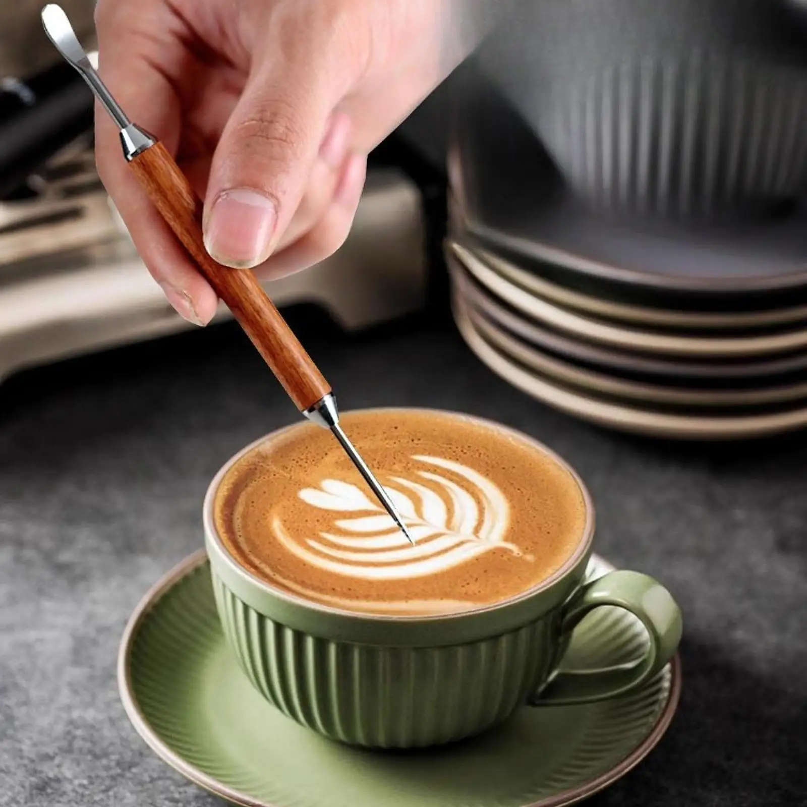 3xCoffee Flower Pulling Equipment Coffee Fancy Pen Easy to Use Latte Art Pen Coffee Drawing Pin for Bar Home Espresso