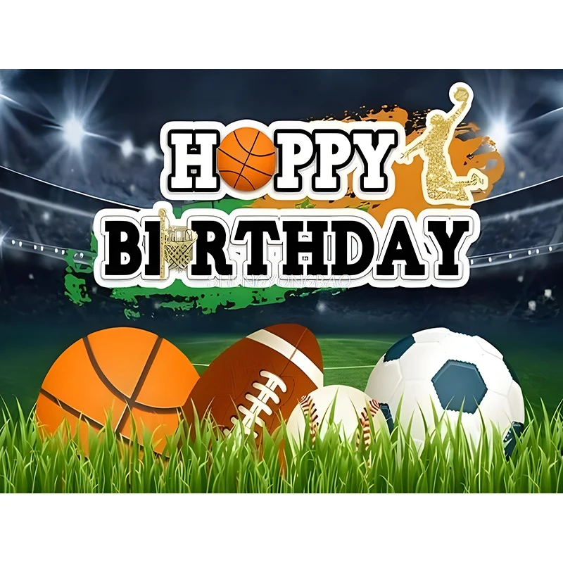 Sports Happy Birthday Party Photography Backdrop Props Child Boy Stadium Game Baseball Soccer Photo Studio Background ZQ-01