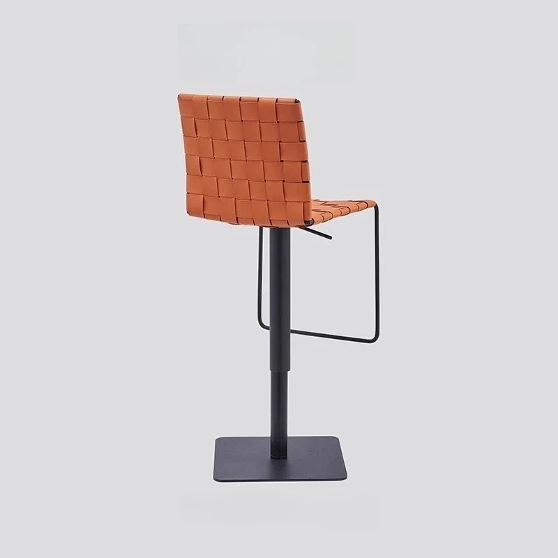 

Modern Home Bar Stool Italian Minimalist Saddle Leather Adjustable Swivel Counter Chair