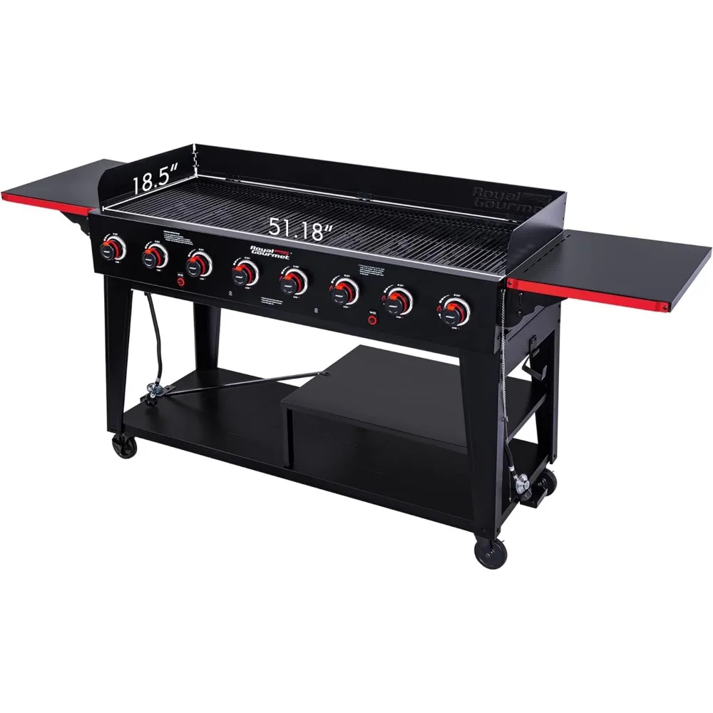 Gb8003 8-Brander Gasgrill, 104,000 Btu Grote Gebeurtenis Propaan Grill, Onafhankelijk Gecontroleerde Dubbele Systemen,