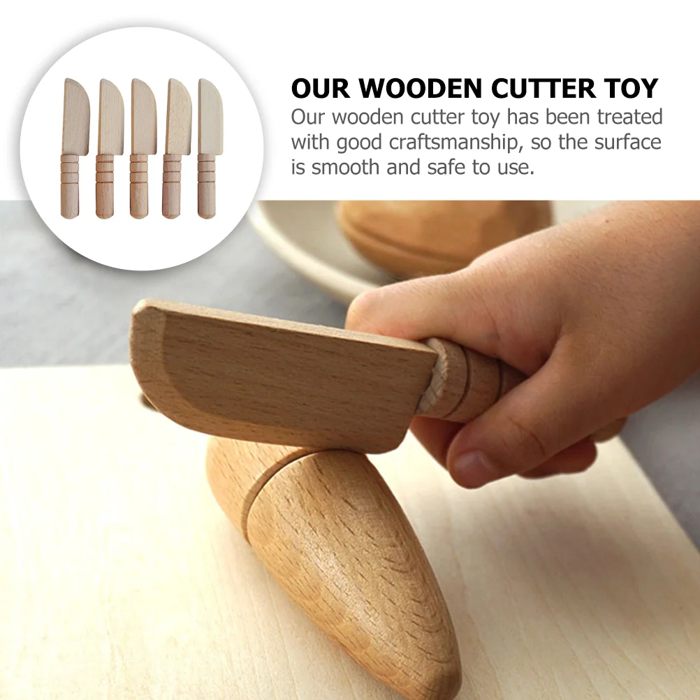 5 Pcs Toy Set Simulated Wooden Child Kids Cutting Fruits Kitchen Pretend Toys Role