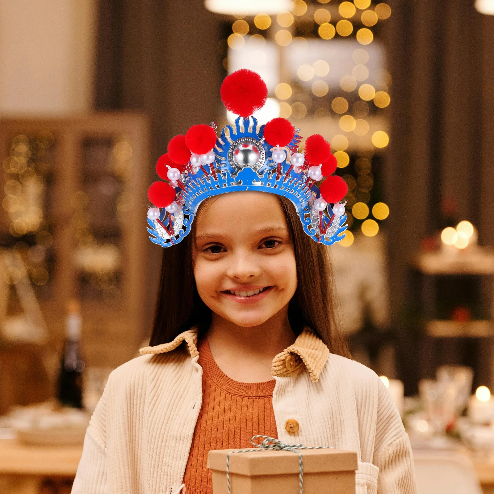 قبعة أوبرا بكين قابلة للتعديل غطاء رأس أوبرا بكين لأداء المسرح ملحقات هانفو زي الحفلات أسد الرقص