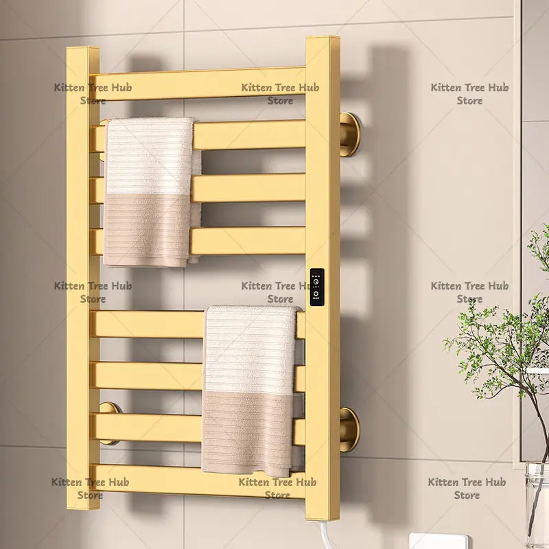 Gold Electric Towel Rack Carbon Brazing Heating Space Aluminum Bathroom Shelf Smart Toilet Drying Rack