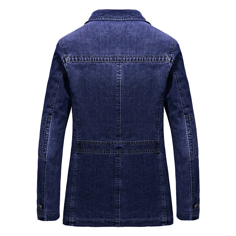 Immagine 3: Completo casual da uomo primaverile e autunnale, giacca in denim slim fit.