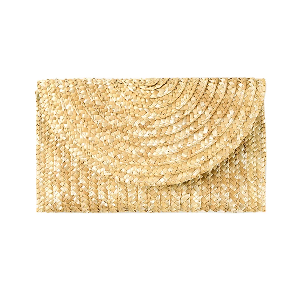 

Women Wheat Straw Woven Clutch Handmade Female Wallet Casual Bag Ladies Beach Travel Envelope Handbags 250x140x50mm