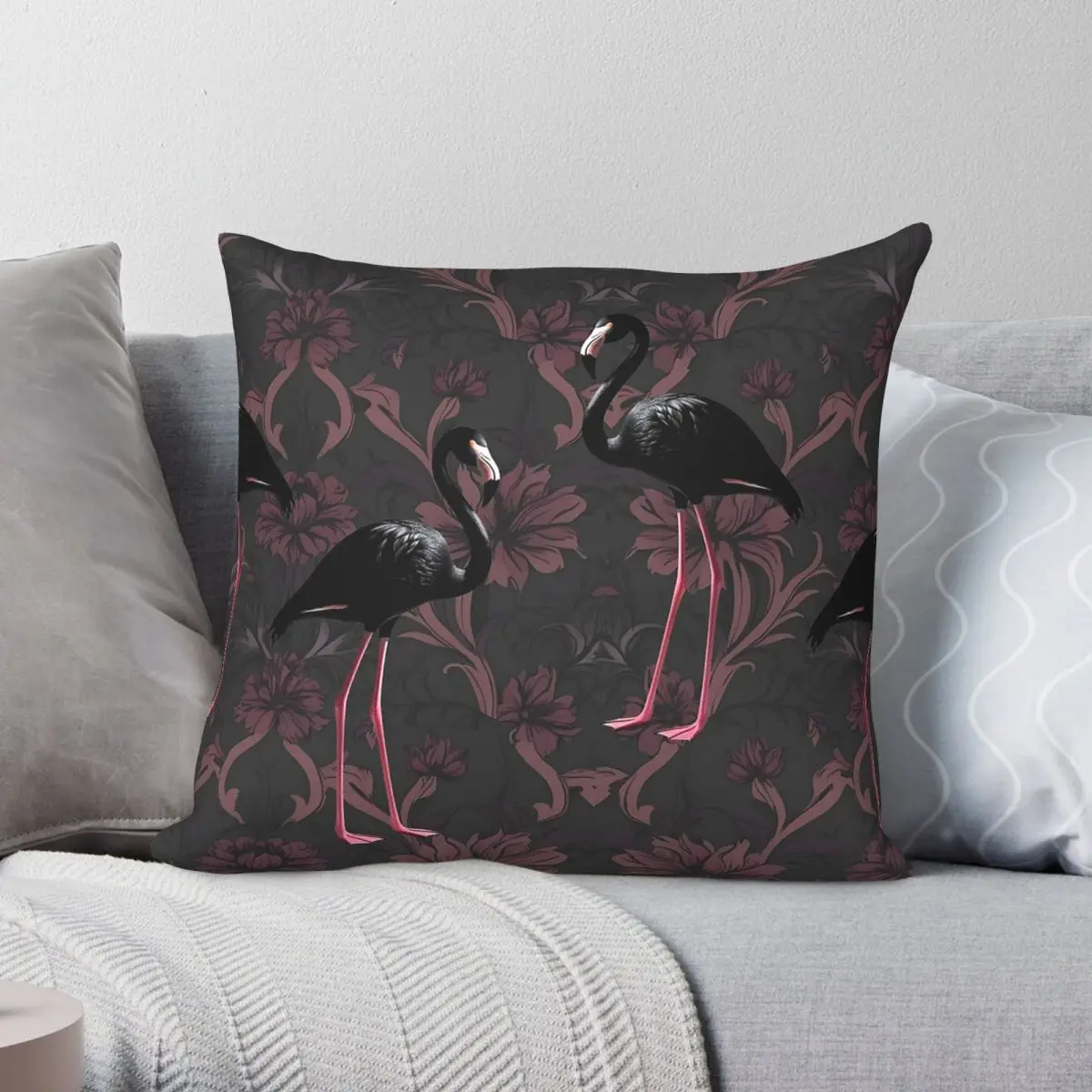 Baroque Flower Flamingo Gothic Pillowcase Polyester Linen Velvet Pattern Zip Decor Sofa Seater Cushion Cover 45x45