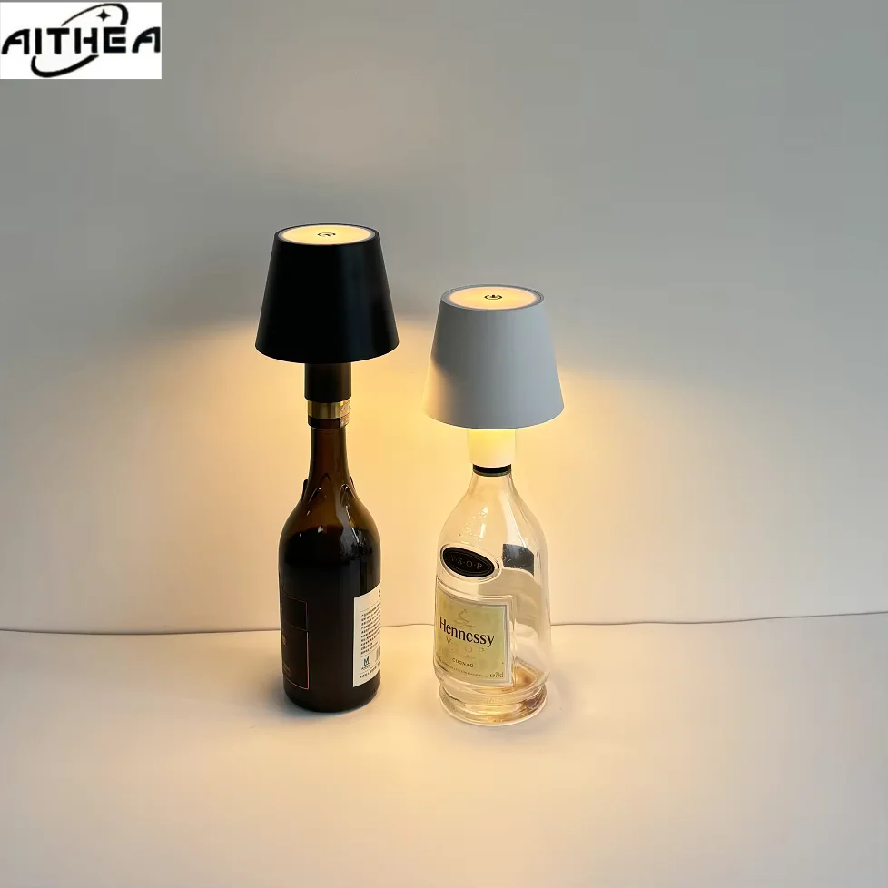 AITHE Rechargeable Colorful LED Night Light Bedside Table Lamp Wine Bottle Lamp Head for Home Clubs Bar Hotel Ambiance Decor