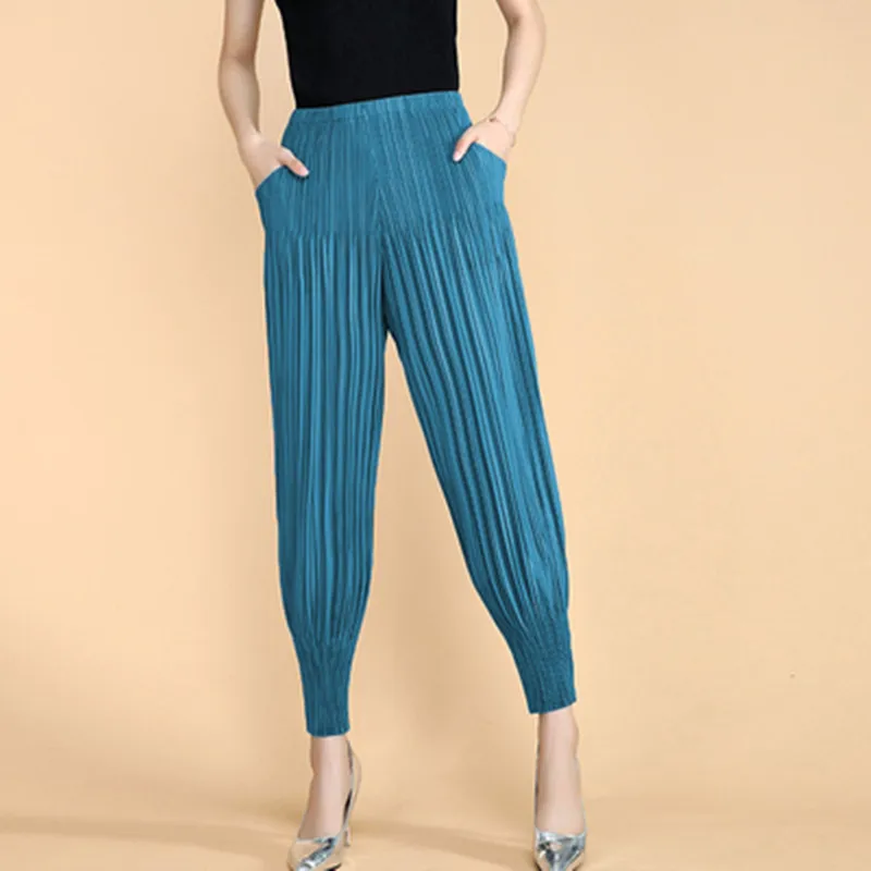 

Женские повседневные брюки в японском стиле, укороченные, с высокой талией, фасона «гарлан», фасона «фонарик», летние, тонкие