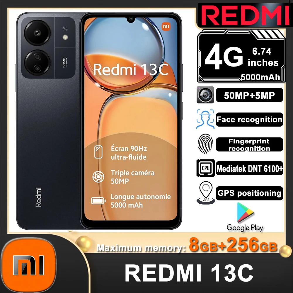 Original SmartPhone Redmi 13C 4G 8GB+256GB 5000mAh Dimensity 6100+ 6.74