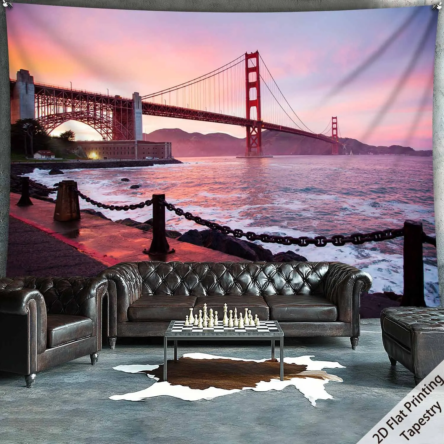 Golden Gate Bridge Art Digital printing polyester wall tapestry suitable for use in living rooms bedrooms offices bars and party