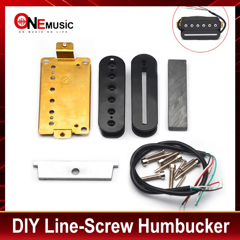 Electric Pickup DIY Kits- Line-Screw Humbucker Double Coil Pickup Bobbin/Ceramic Bar/Cable/Blade/Baseplate Pieces Pickup Kits