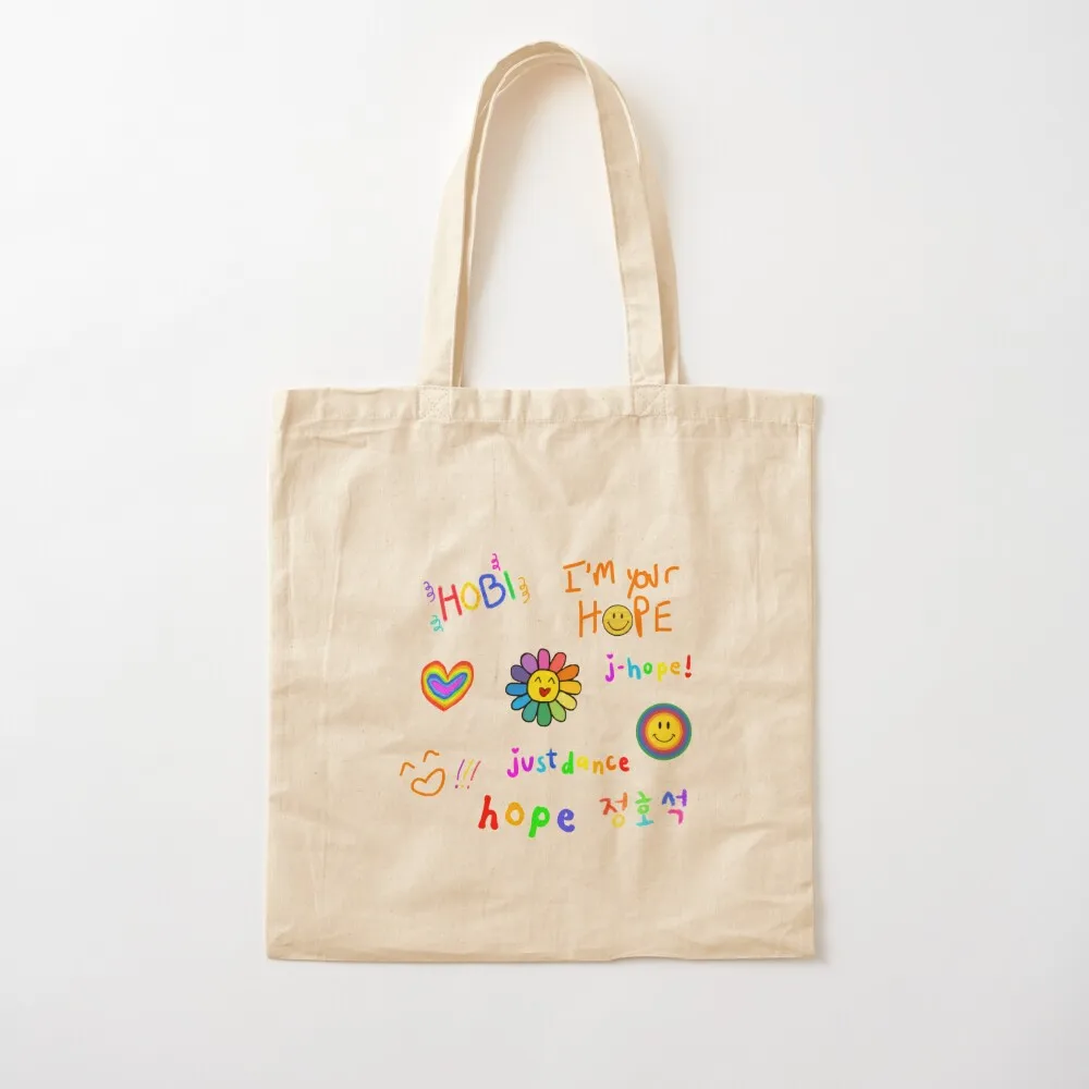 

jhope rainbow Tote Bag reusable grocery bags Women's bags Cloth bags woman 2025 Canvas Tote Bag