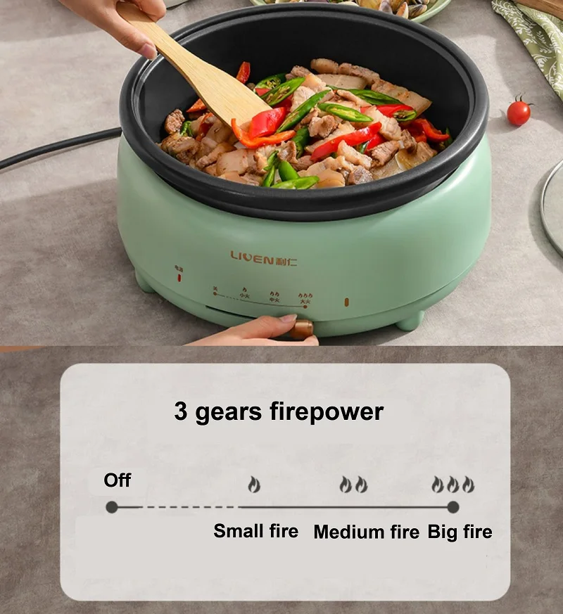 4L Large Capacity Electric Hot Pot Multi-function Electric Cooking Pot Home Split Non-stick Electric Frying Pan For 2~4 People