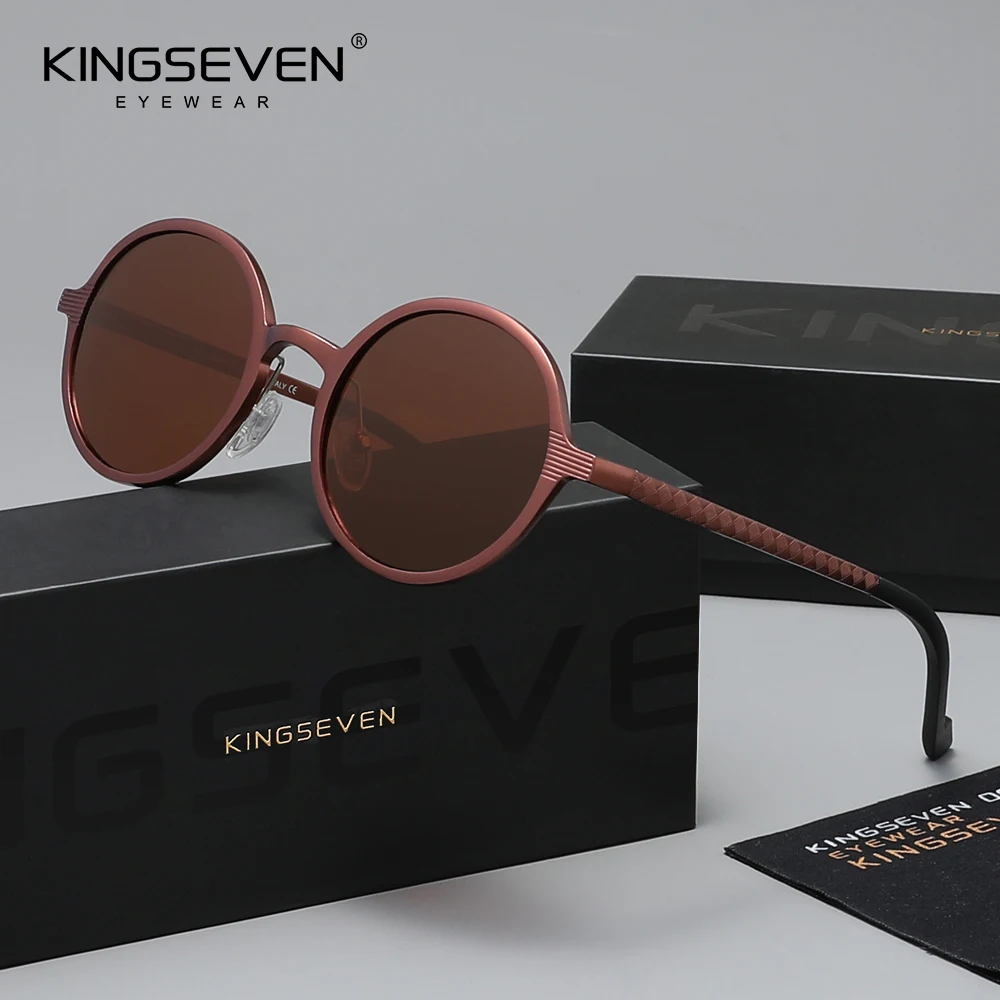 

KINGSEVEN Retro Steampunk Suglasses Luxury Vintage Men Women Fashion Glasses UV400 Polarized Casual Driving Round Frame Eyewear