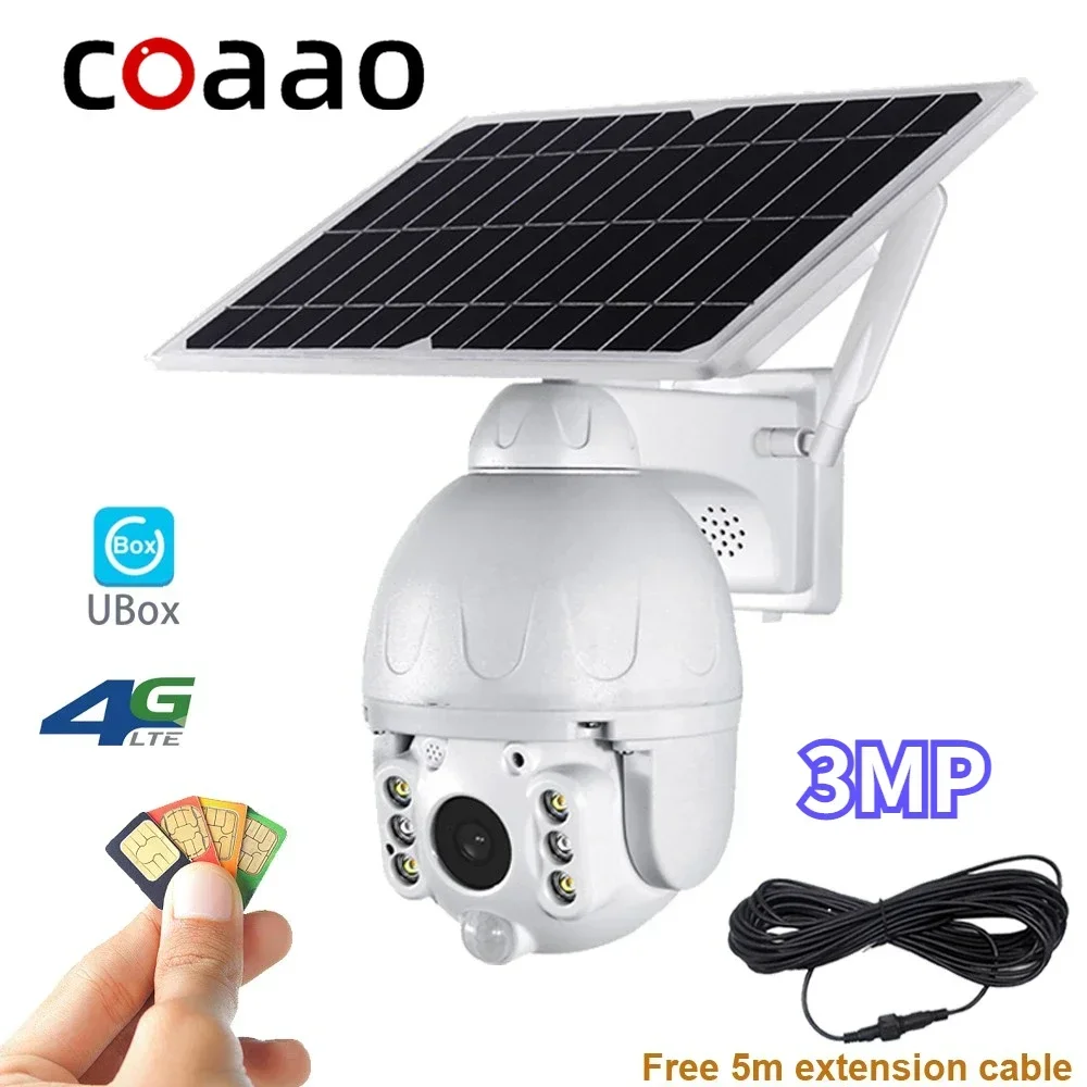 

Outdoor 3MP Solar Camera 4G LTE GSM with 8W Solar Panel 2K Security Protection Metal Wireless Battery Video Surveillance IP CCTV