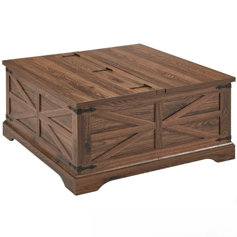 Wooden square lift coffee table with flip cover hidden storage compartment lift coffee table