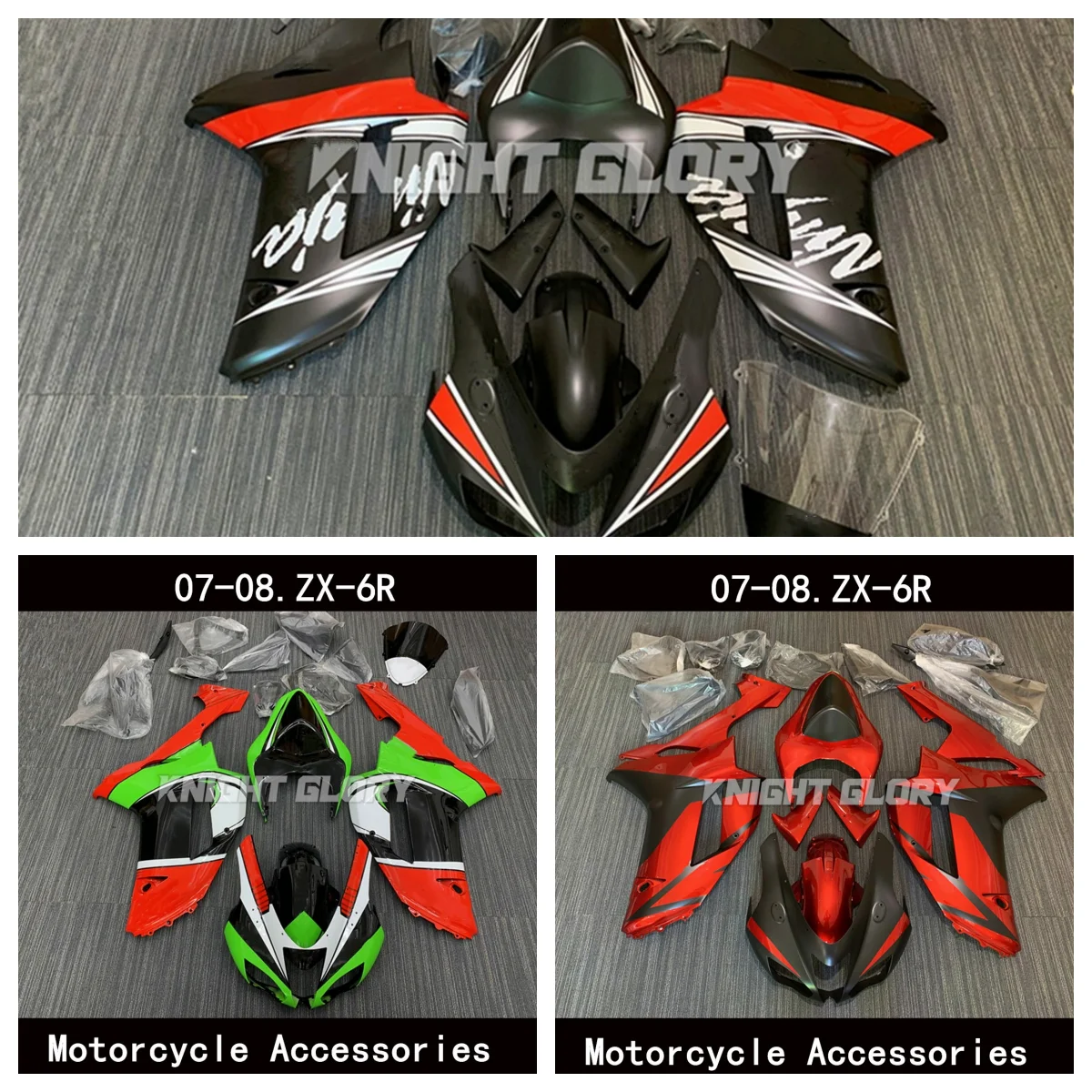 

Full set of motorcycle injection molded body coverings. Suitable for ZX6R 636 models from 2007 2008. Body coverings