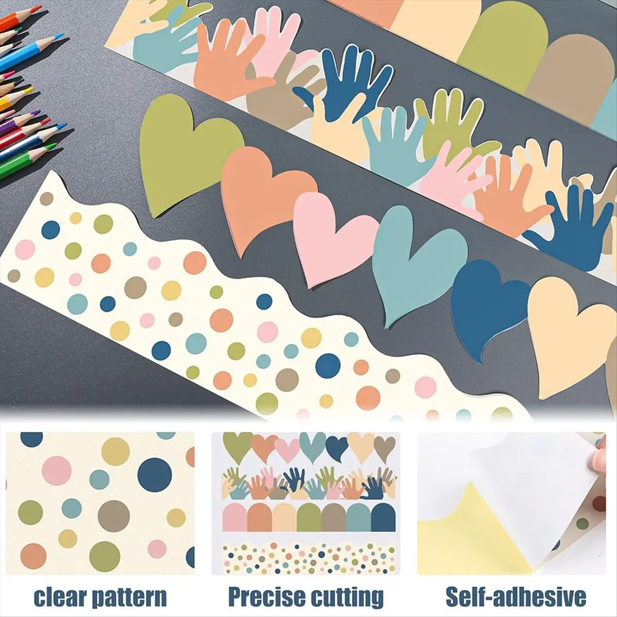 2026 + بوهو لوحة الإعلانات الحدود الفصول الدراسية ملصقات الحدود الملونة بوهو يموت قطع الحدود الزخارف حدود لوحة الإعلانات #4