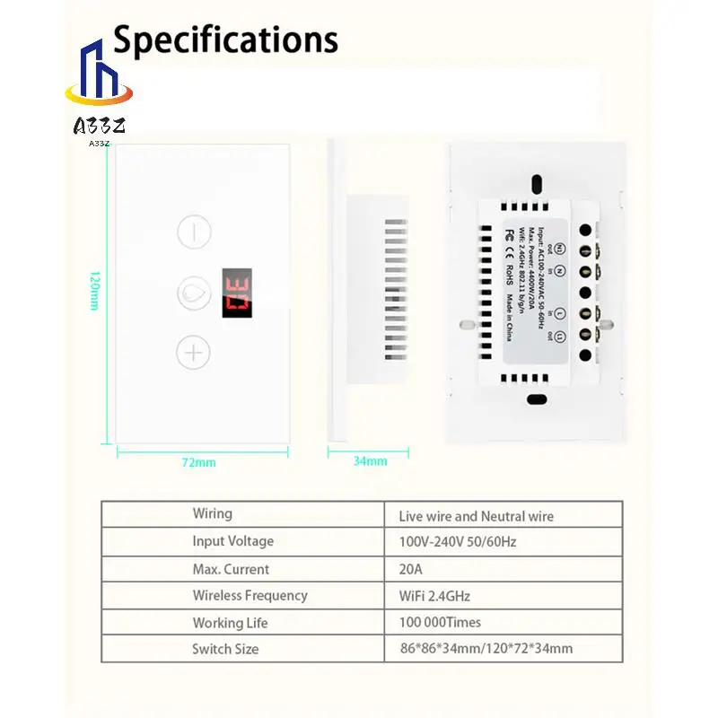 

A33Z-Smart Wifi Boiler US Standard Smart Water Heater Switch Tuya Smart Life App Control Works With For Alexa Google