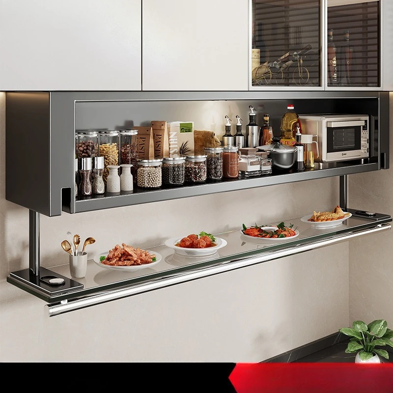 

Wall-mounted hanging cabinet, bottom condiment box, wall drop-down storage