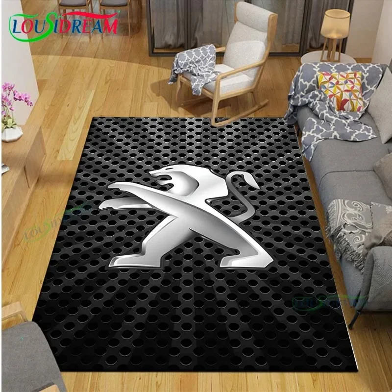 

Fashion Car P-Peugeot Logo Printed Carpets Living Room Anti-Skid Area Rug Kids Bedroom Mats Yoga Mat Large Carpet Decor