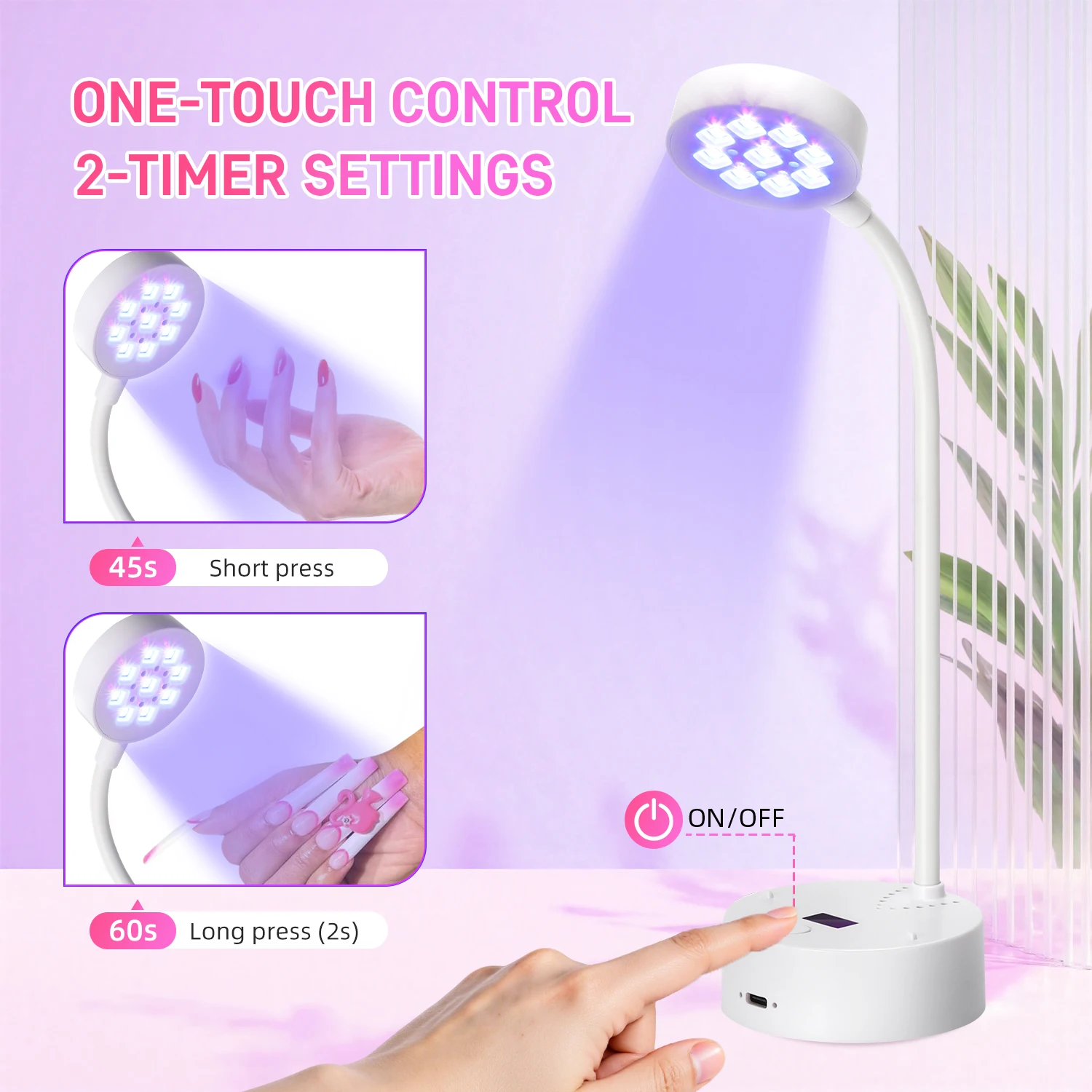 Rechargeable Adjustable UV LED Nail Lamp for Gel Polish Curing Professional Cordless Nail Dryer for Salon and Home Use