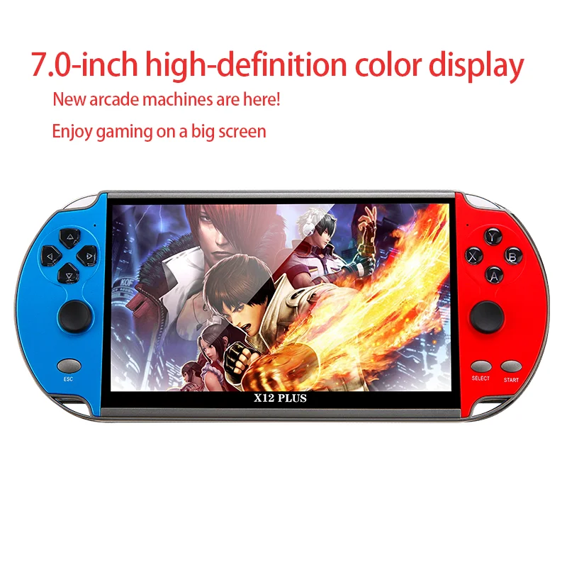 

Портативная игровая консоль X12 Plus, 7,0-дюймовый HD-экран, портативный аудио-видеоплеер, классические игры, более 10 000 бесплатных встроенных игр